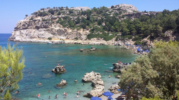 Rhodos, pobrežie v okolí Faliraki.