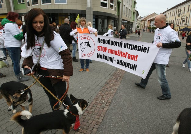 Účastníci upozornili aj na negatívne dôsledky kupovania zvierat od množiteľov.  (zdroj: Ján Krošlák)
