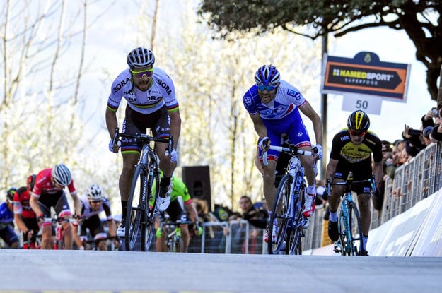 Na nedávno skončených pretekoch Tirreno-Adriatico vyhral Peter Sagan (vľavo) dve etapy.