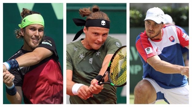 Lukáš Lacko (vľavo), Jozef Kovalík (uprostred) aj Andrej Martin sa predstavia na turnaji v Bratislave.