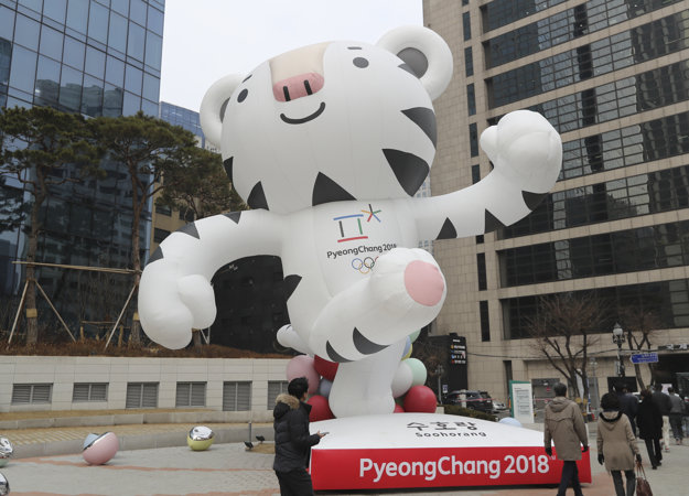 Maskot zimných olympijských hier 2018 v Pjongčangu, biely tiger Soohorang.