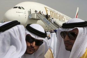Lietadlo leteckej spoločnosti Emirates Airbus A380. 