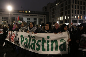 Demonštrácia na podporu Palestíny v nemeckom Berlíne.