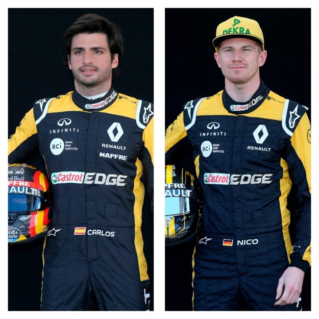 Španiel Carlos Sainz Jr. (vpravo) a Nemec Nico Hülkenberg.