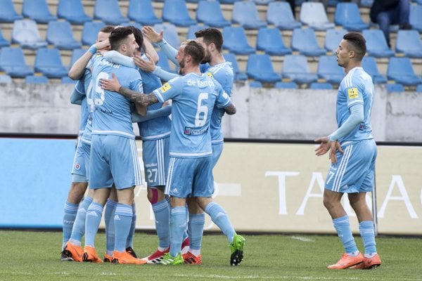 Futbalisti ŠK Slovan Bratislava, ilustračná fotografia.