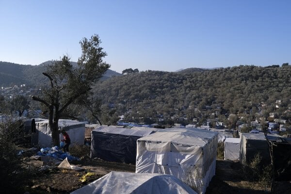 Utečenecký tábor Moria na ostrove Lesbos.