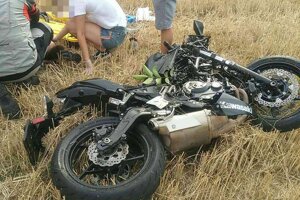 Motocykel po nehode.
