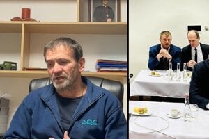 Vľavo kňaz Marián Kuffa, vpravo štátni tajomníci ministerstva životného prostredia Filip Kuffa a Štefan Kuffa na výjazdovom rokovaní vlády v Červenom Kláštore. 