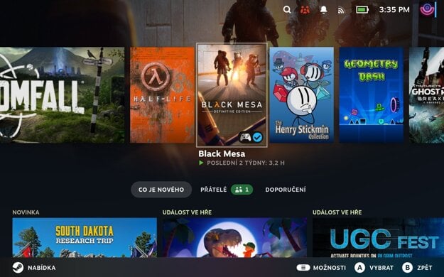 Rozhranie SteamOS je rýchle a prehľadné. (zdroj: Matúš Paculík)