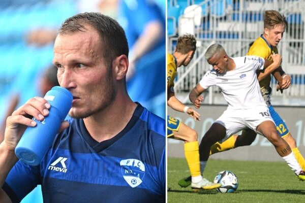 Nitrianske farby posilnil aj výborný odchovanec Lukáš Štetina. Ruan Jodi (v bielom drese) si zahrá za Levice. 