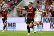Michal Tomič oslavuje svoj premiérový gól v Spartaku.