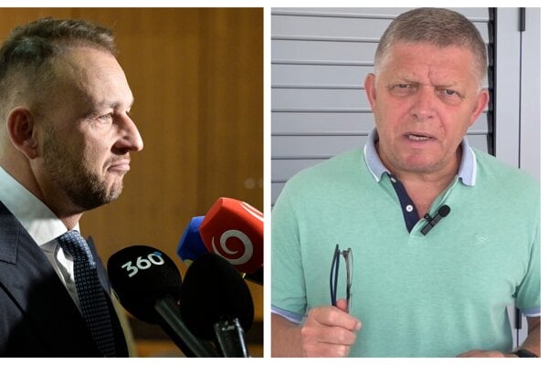 Líder Hlasu Matúš Šutaj Eštok a premiér Robert Fico.