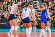 Slovenské volejbalistky v zápase  Zlatej Európskej lige 2025.