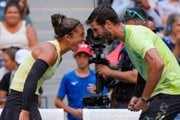 Sara Erraniová a Andrea Vavassori po výhre v miešanej štvorhre na US Open 2024.