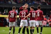 Gólová radosť futbalistov Sparty Praha.