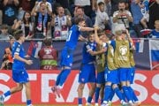 Gólová radosť slovenských futbalistov po góle na 2:0 v úvodnom kvalifikačnom zápase na MS 2026 A-skupiny Slovensko - Nemecko.