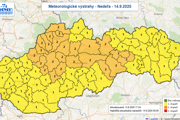 Meteorologické výstrahy na nedeľu.