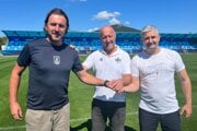 FK Nitra, FC Nitra a Chrenová sa dohodli na významnej mládežníckej spolupráci. Zľava predstavitelia klubov Henrich Benčík, Pavol Ondriš a Peter Košťál.