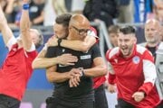 Radosť na slovenskej lavičke po víťazstve 2:0 nad Nemeckom.