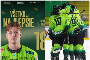 Tomáš Vajko (vľavo) oslávil v deň zápasu 18. narodeniny, ku ktorým si dal krásny darček v podobe gólu.