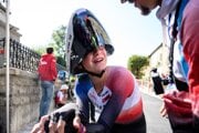 Viktória Chladoňová po časovke žien U23 na ME v cyklistike 2025.