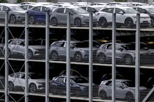 Autá vyrobené v závode Volkswagenu v nemeckom meste Zwickau.