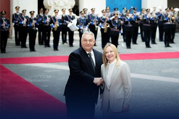 Maďarský premiér Orbán s talianskou premiérkou Meloniovou.