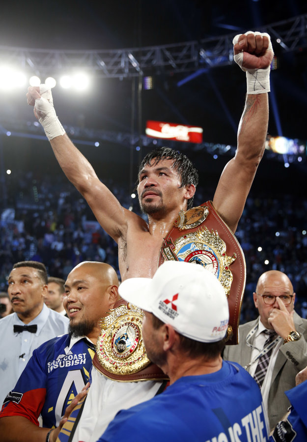 Manny Pacquiao naposledy boxoval 9. apríla a po víťazstve nad Timothym Bradleym sa stal šampiónom organizácie WBO vo welterovej váhe.