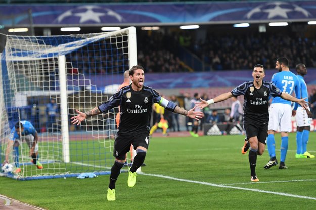 Sergio Ramos sa raduje po góle do siete Neapola v zápase Ligy majstrov.
