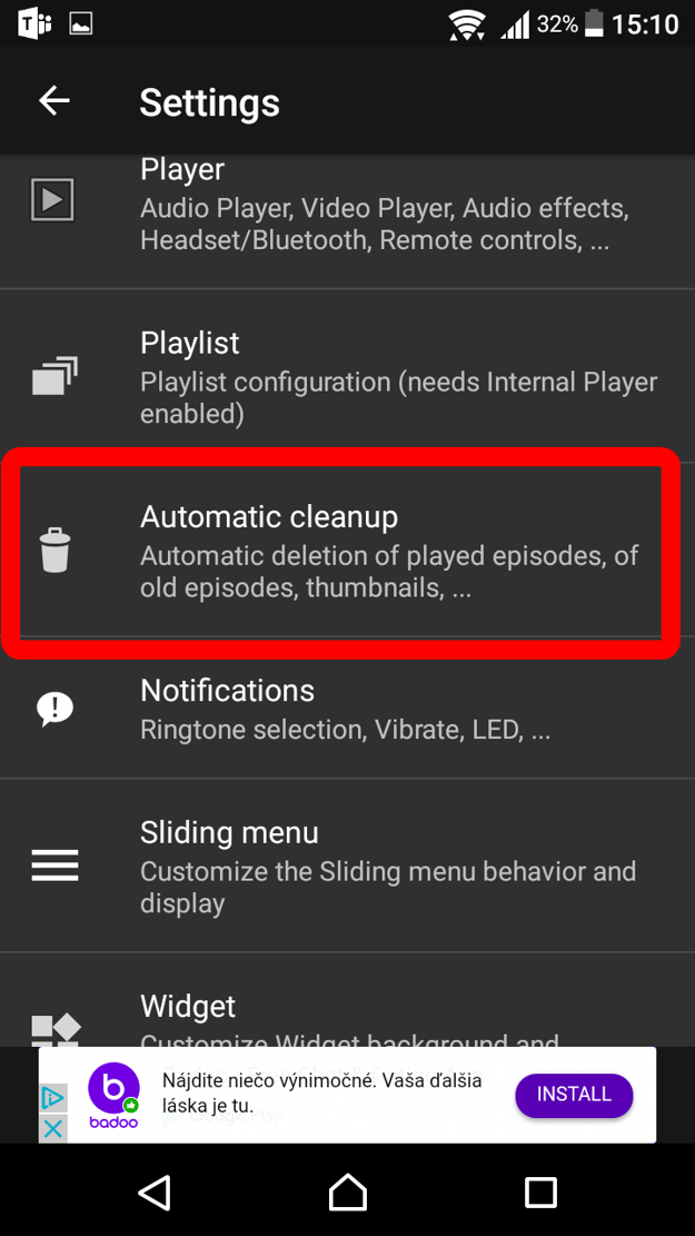 Vráťte sa do možností a vyberte položku Automatic cleanup. (zdroj: SME)