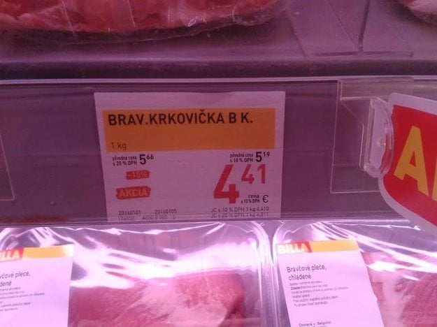 Nové cenovky v Bille.