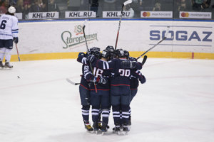Slovan Bratislava v poslednom zápase aktuálnej sezóny KHL 2017/2018.