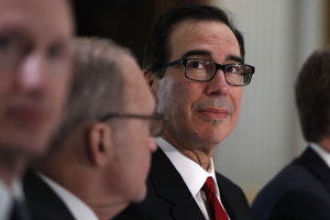 Americký minister financií Steve Mnuchin počas rokovania.