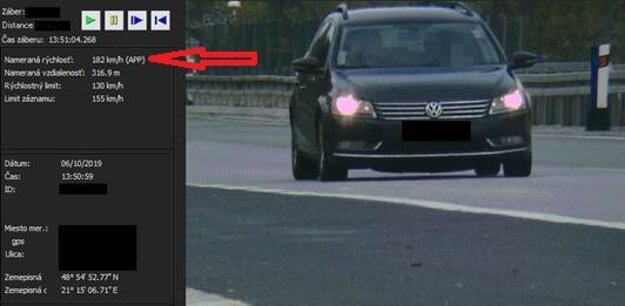 Namerali mu rýchlosť 182 km/hod.