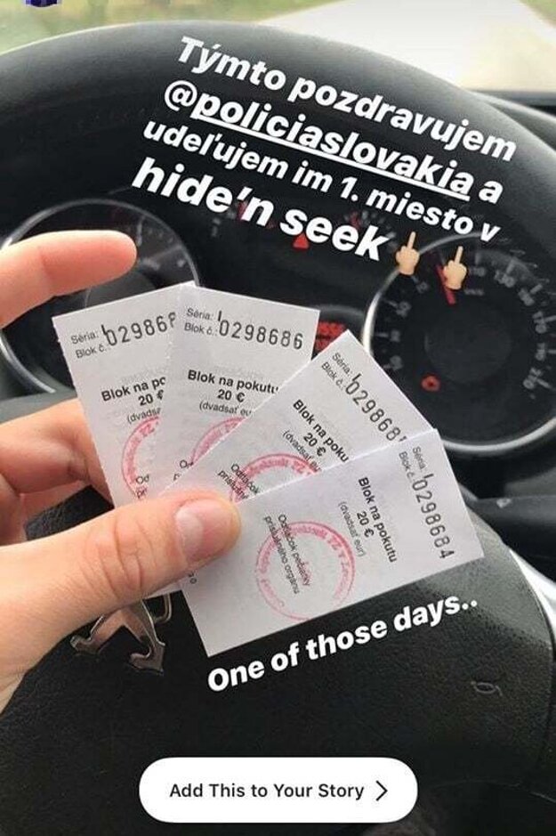 Fotka na Instagrame políciu motivovala k ďalšej pokute.