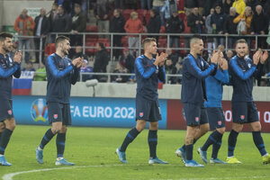 Reprezentanti Slovenska po zápase s Azerbajdžanom.