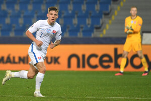 Tomáš Suslov v zápase Česko - Slovensko, Liga národov UEFA.