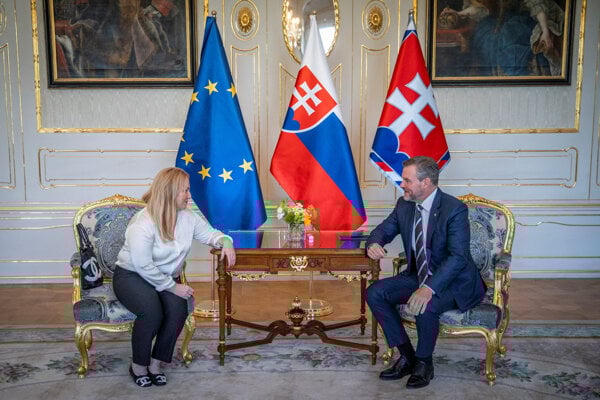 Generálna riaditeľka STVR Martina Flašíková počas prijatia u prezidenta SR Petra Pellegriniho.