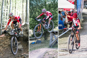 Na fotkách cyklisti ŠK Topoľčianky - zľava Milan Húsenica, Martin Stano a Eliška Königová. 