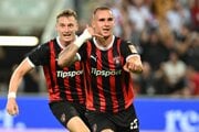 Timotej Kudlička oslavuje svoj prvý súťažný gól za Spartak. 