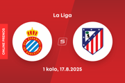 Espanyol Barcelona - Atlético Madrid: ONLINE prenos z 1. kola La Ligy.
