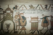Detail historickej tapisérie z Bayeux.