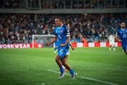 Dávid Strelec oslavuje gól v zápase  Slovensko - Nemecko (Kvalifikácia MS 2026)
