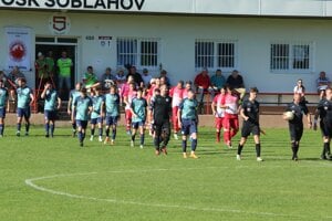 Soblahov (v červenom) potvrdil vedúcu priečku víťazstvom 2:0. 