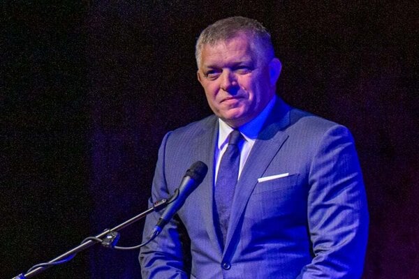 Premiér Robert Fico na pôde Prešovskej univerzity v Prešove.