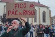 Jeden z protestujúcich v Prešove.