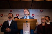 Šéf Hnutia Slovensko Igor Matovič po hlasovaní o novele ústavy.