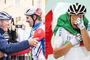 Francúzsky cyklista Arnaud Démare (vľavo) a Talian Elia Viviani. 