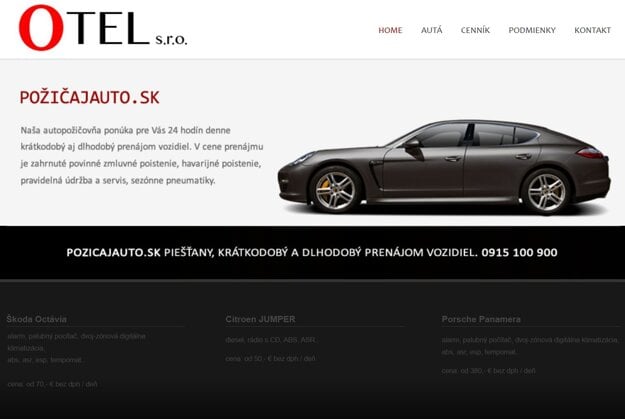 Úvodná stránka portálu Požičajauto v roku 2016. (zdroj: Reprofoto/INDEX)