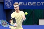 Miloš Karol (Slovensko) v stretnutí proti Janovi Choinski (GBR) na challengerovom turnaji Slovak Open 2025.